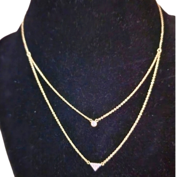 NIB Christian Siriano double layered white triangle and circle stone pendant - Picture 1 of 3